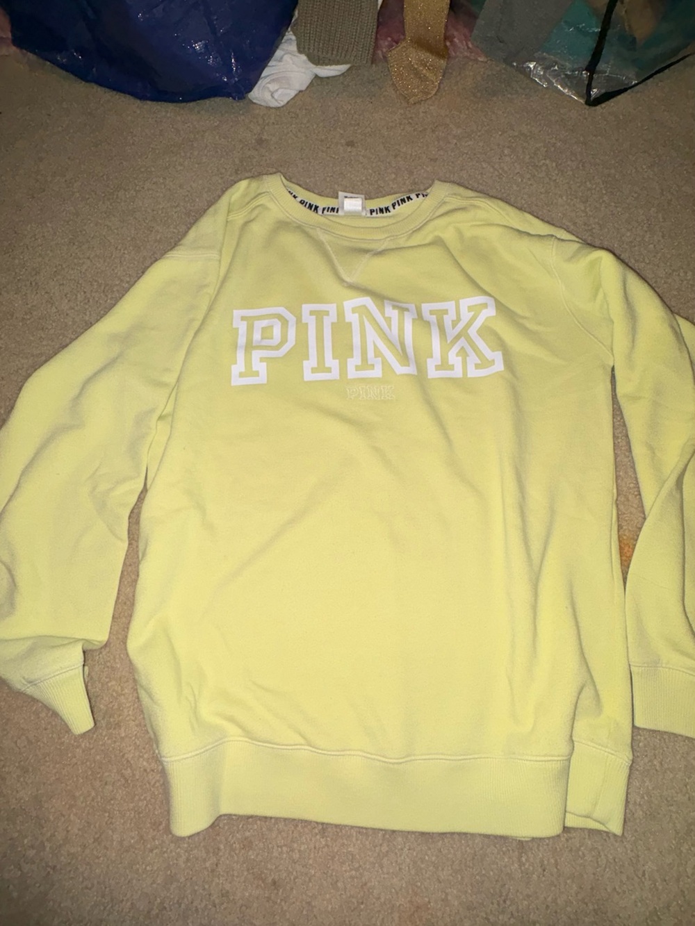 Vintage Y2K  Victoria's Secret Pink Campus Fleece pullover crewneck sweatshirt S